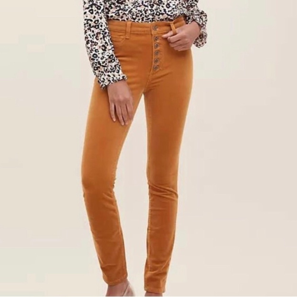 ANTHROPOLOGIE PILCRO High Rise Skinny Butterscotch Cedar Corduroy Pants size 27P